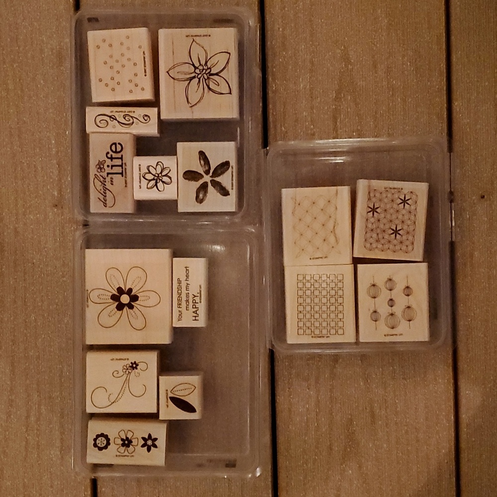 Various Stampin' Up! Rubber stamps (artsy floral & generic patterned background)